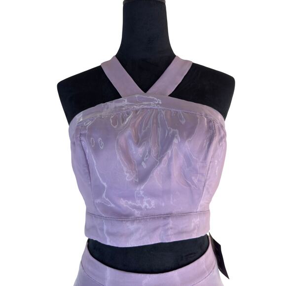 NWT Lulu's 2 Piece Set Ball Gown + Halter Crop Top Lilac Purple Prom Formal Sz M - Picture 9 of 12